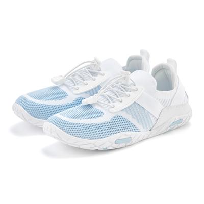 Sneaker LASCANA, Damen, Gr. 42, blau (weiß, hellblau), Obermaterial: 50% Lederimitat, 50% Textilmaterial. Futter: 100% T