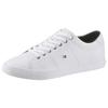 Sneaker TOMMY HILFIGER "ESSENTIAL LEATHER SNEAKER", Herren, Gr. 45, weiß, Leder, sportlich, Schuhe, Freizeitschuh, Halbschuh, Schnürschuh mit Flaggenstickerei