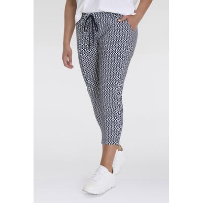Schlupfchinohose KJBRAND "Susie XS", Damen, Gr. 48K (24), K-Gr, blau (blau, weiß), Web, Obermaterial: 80% Polyamid, 20% Elasthan, gemustert, casual, Hosen Image