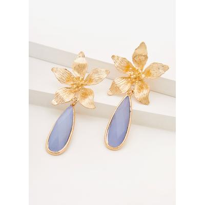 Plus Size Flower And Stone Drop Earrings