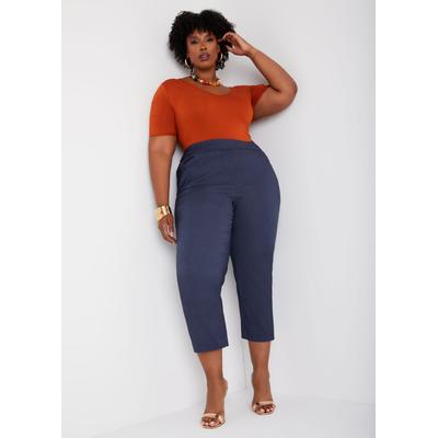 Plus Size Mid Rise Pull On Capris