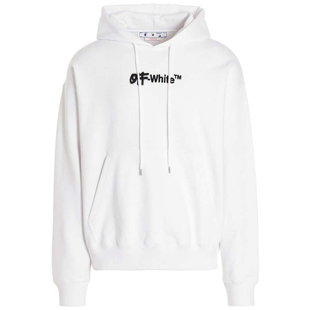 Off-White Spray Helvetica Skate Fit Weißer Kapuzenpullover