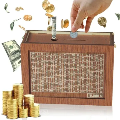 1PCS Saving Money Box Dollar Piggy Bank Decorative Bank Box Retro Reusable Wooden Box 10000 Saving
