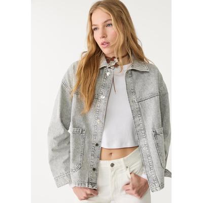 Stradivarius Denim jacket with pockets Overdyed blue S