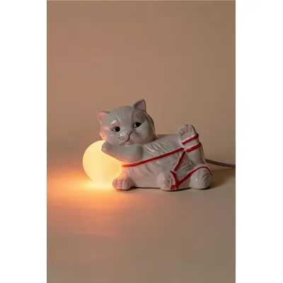 Cat In Yarn Table Lamp 22.9cm x 16.5cm x 15.3cm at Urban Outfitters