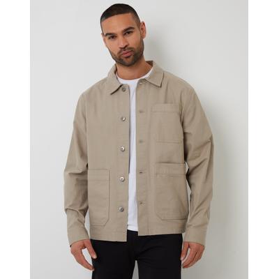 Threadbare Men's Dark Stone Button Up Lightweight Collared Utility Jacket
