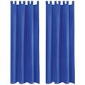 Bestlivings 2er Set Dekoschal Ellen,Schlaufe, inkl. Raffhalter & Haken 140 x 145 cm blau - royalblau