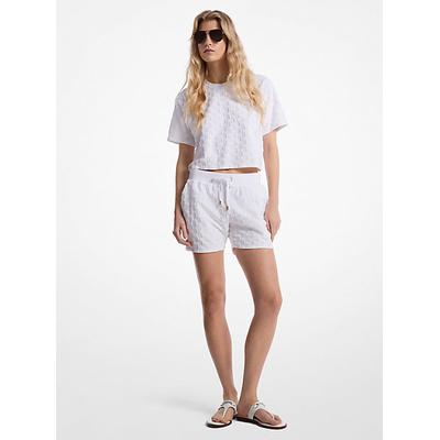 Michael Kors Logo Jacquard Terry Shorts White M