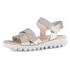 Riemchensandale GABOR, Damen, Gr. 44, gold (goldfarben), Glattleder, metallic, casual, Schuhe, Sommerschuh, Keilsandalette, Bequemschuh mit Klettverschluss