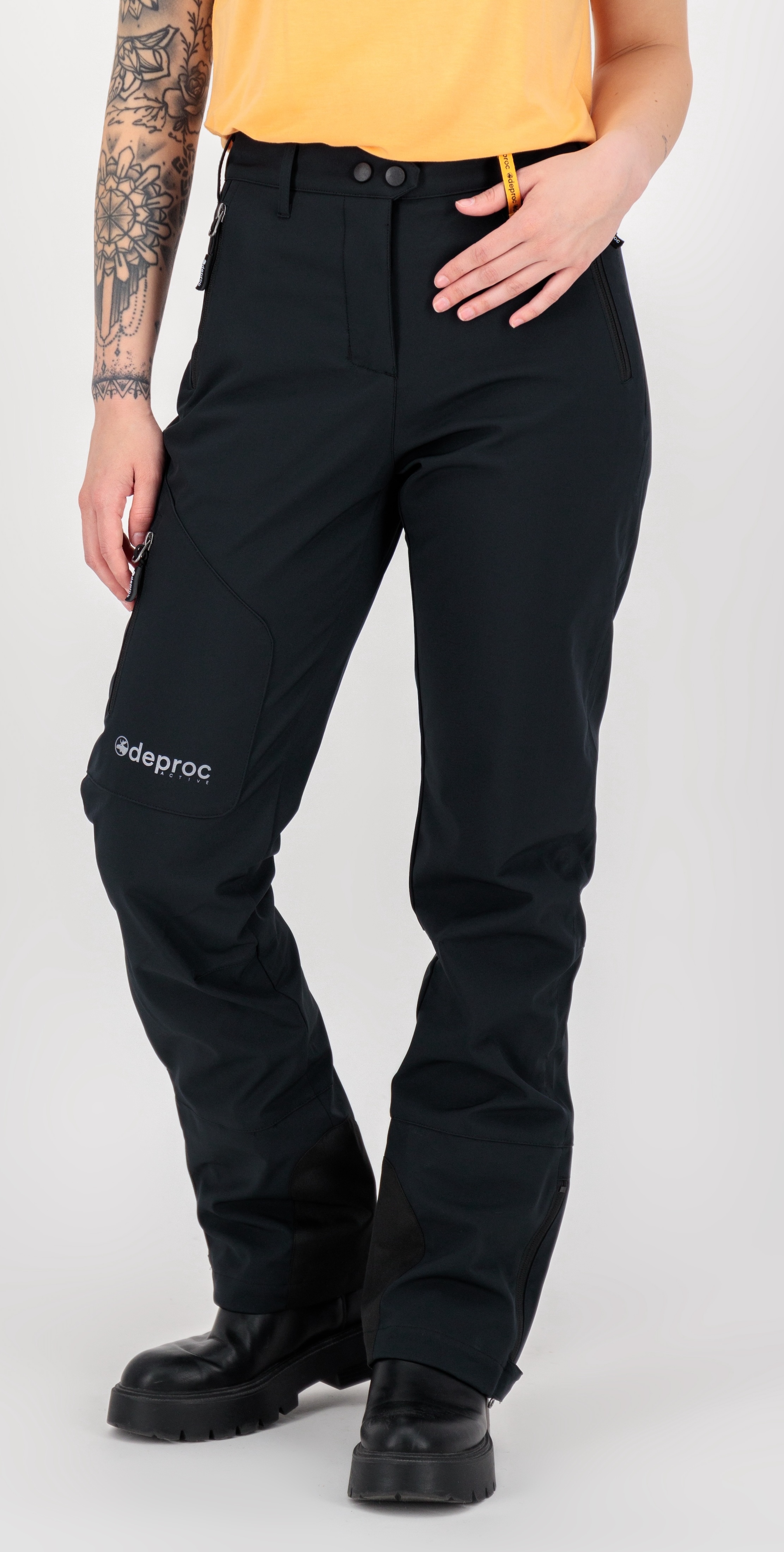 Softshellhose DEPROC ACTIVE "STERLING WNTR WMN", Damen, Gr. 19, Normalgrößen, schwarz, 96% Polyester; 4% Elastan mit TPU Membrane, Hosen Softshellhose, auch in Großen Größen erhältlich