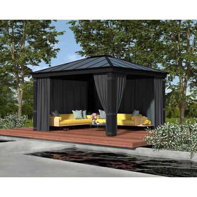 Pavillonseitenteil PALRAM - CANOPIA "Vorhang-Set Dallas Garden Gazebo", grau, B:409cm H:212cm, Polyester, Pavillonseitenteile, langlebig & robust Image