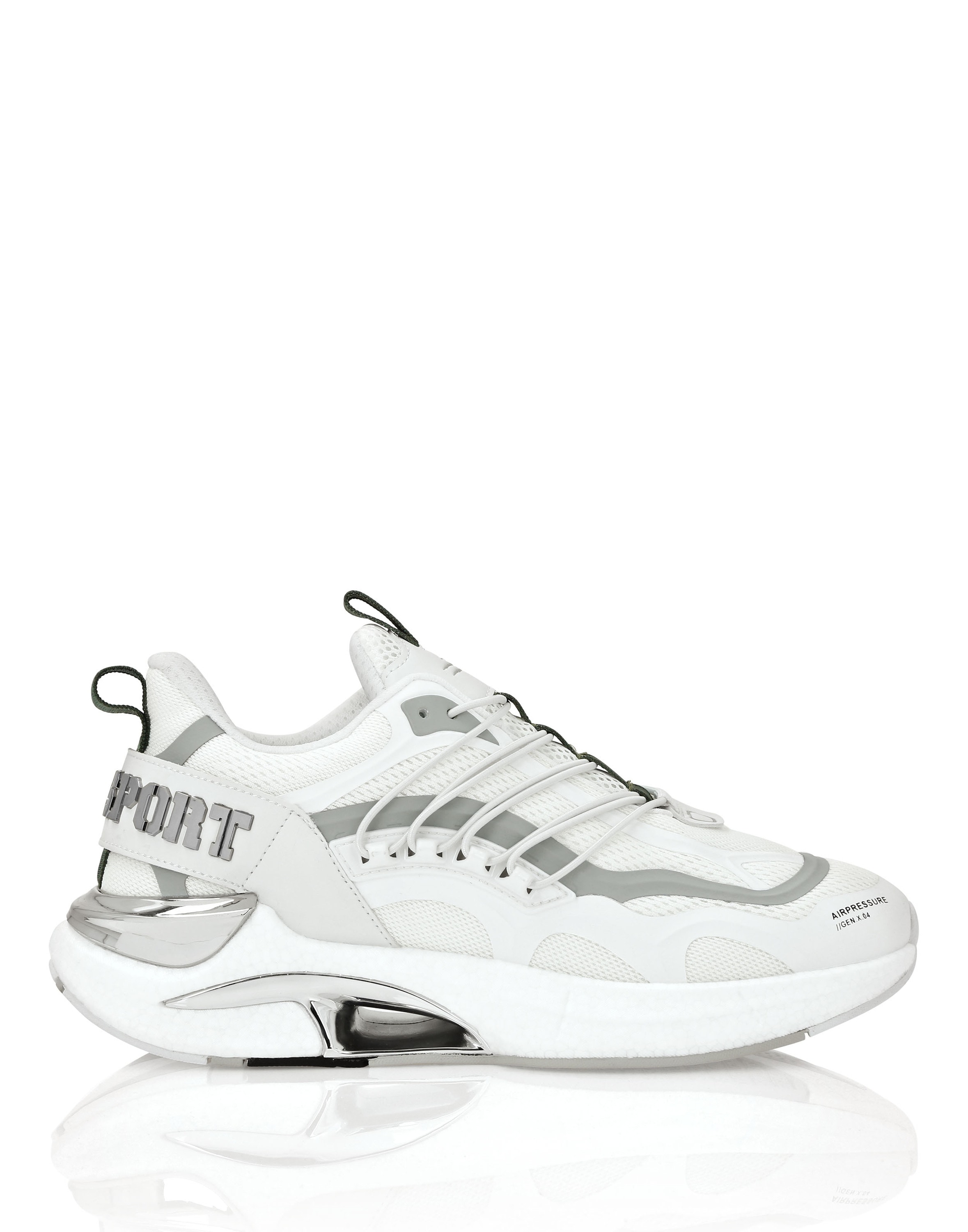 Sneaker PLEIN SPORT "Air Pressure //Gen.x.4", Damen, Gr. 41, Normalschaft, weiß (0105, weiß, grün), Schuhe Sneaker
