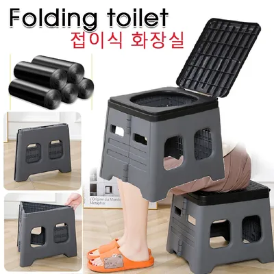 Camping Folding Toilet Movable Car Toilet Bucket Car Emergency Self-driving Travel Portable Outdoor Toilet Portable Trash Can