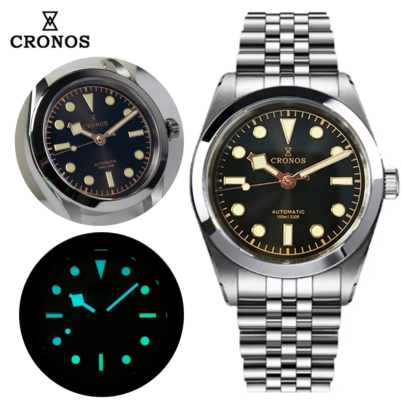 Cronos BB36 Mechanische Uhren PT5000 Automatikwerk 100 m wasserdicht Luxus Herren BGW9 leuchtendes Saphirglas L6036M Uhren Image