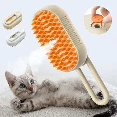 3 in 1 Haustier Katze Dampf bürste Spray Kitty Hund dampfenden Kamm Welpen Haar bürsten Massage für Image