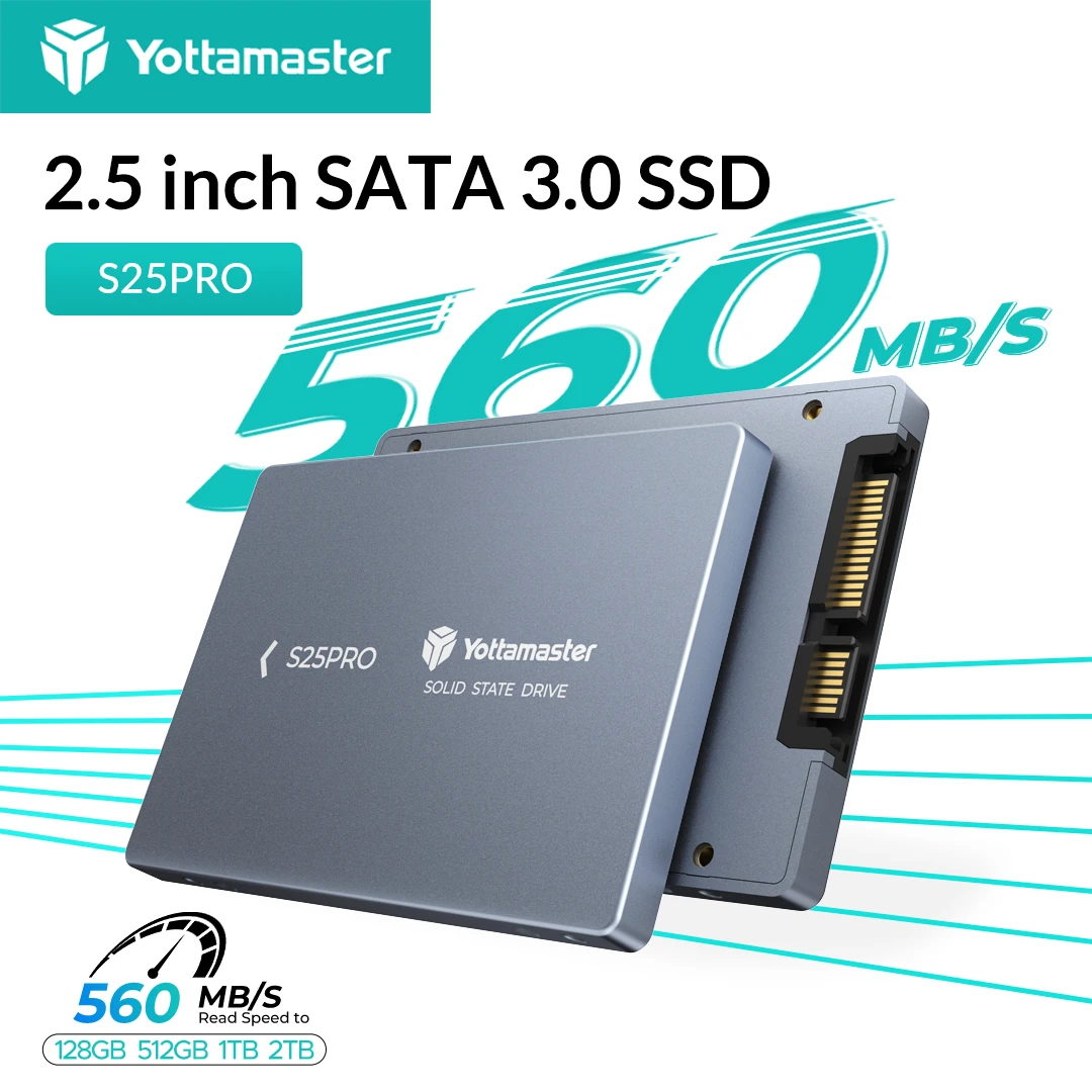 Yottamaster S25PRO 2,5'' SATA 3.0 Festplatte SSD 2TB 1TB 120GB Hochkapazitäts-Interne Solid-State-Festplatte Entwickelt für Spielebenutzer Image