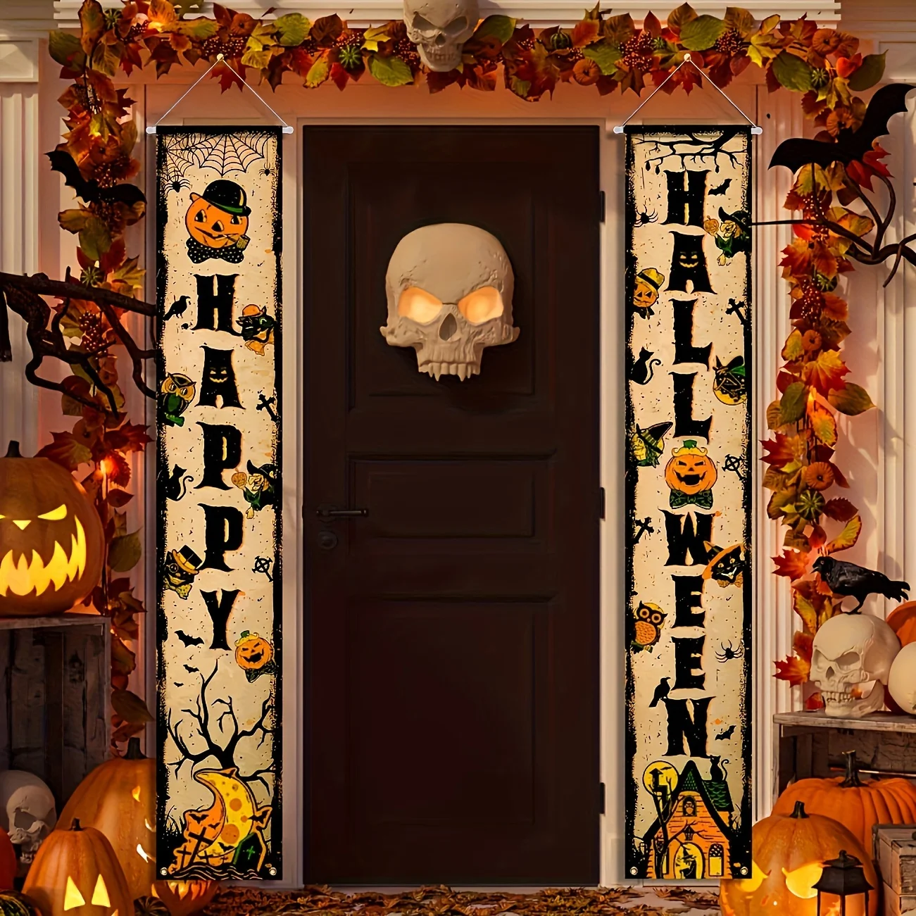 Halloween Tür Veranda Dekor Halloween Tür Banner Dekorationen glücklich Halloween Zeichen hängen Zeichen für Haustür oder Innen haus