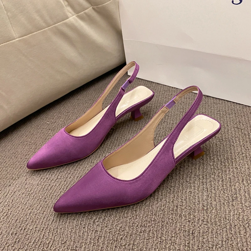 Sommer Neue Frauen Sandalen Ferse Damen Schuhe Spitz Feste Weibliche frauen Schuhe Zurück Strap Slip auf
