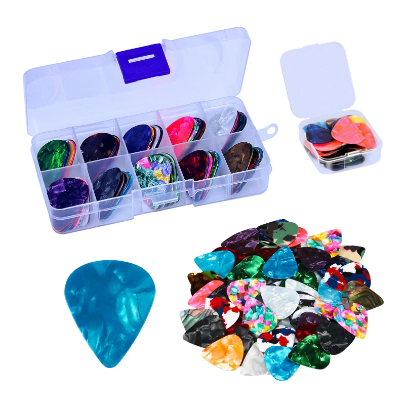 Gitarrenplektren, Premium-Zelluloid-Gitarrenplektrum, dünne verschiedene Packungen für Akustikgitarre, E-Gitarre, Bass (0,5 mm), Gitarrenzubehör Image