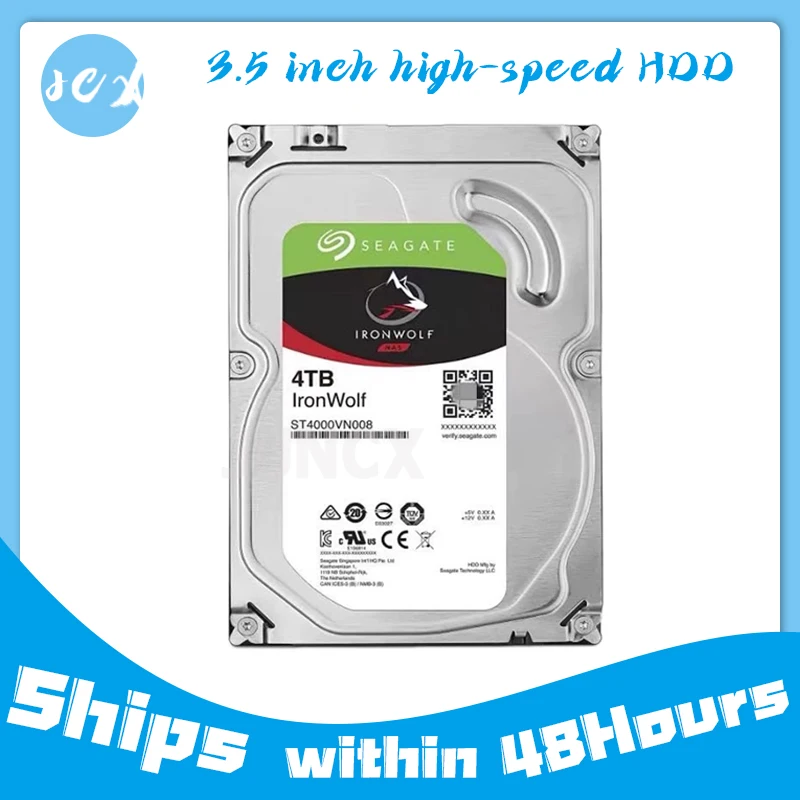 Für Seagate IronWolf 4 TB ST4000VN008 Nas Sata 6 GB/S 5900 U/min 64 MB Cache 3,5-Zoll interne Festplatte HDD 100 % getestet