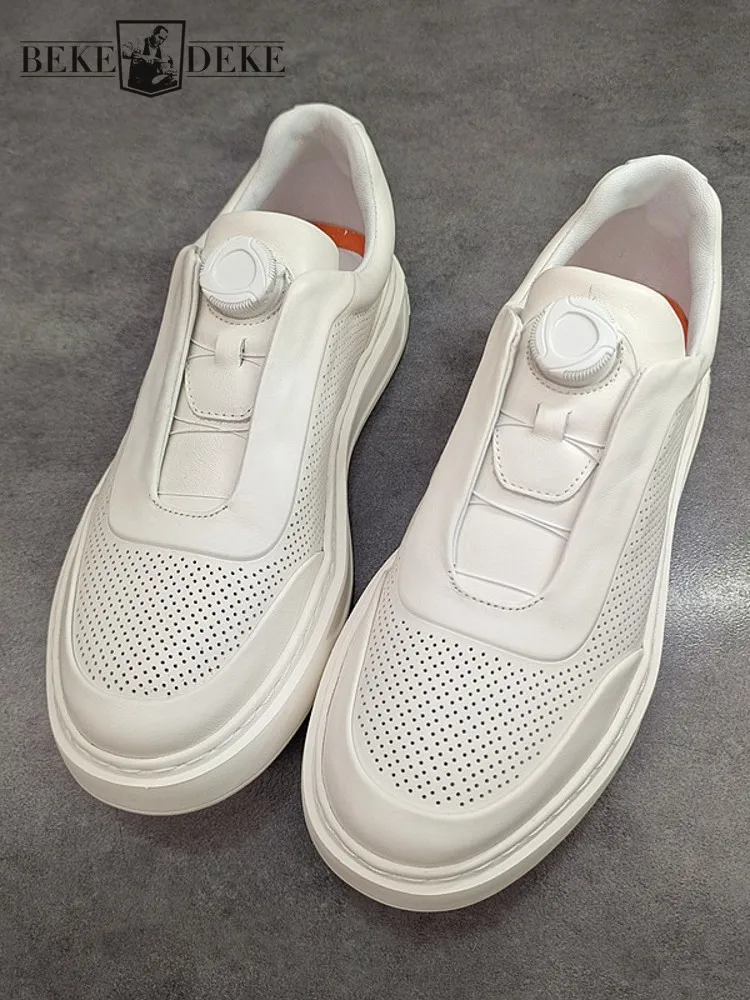 Herren Sommer atmungsaktive Aushöhlung Skateboard Schuhe Slipper Slipper Low Cut Rindsleder Echt leder Sneakers Jogger Freizeit schuhe