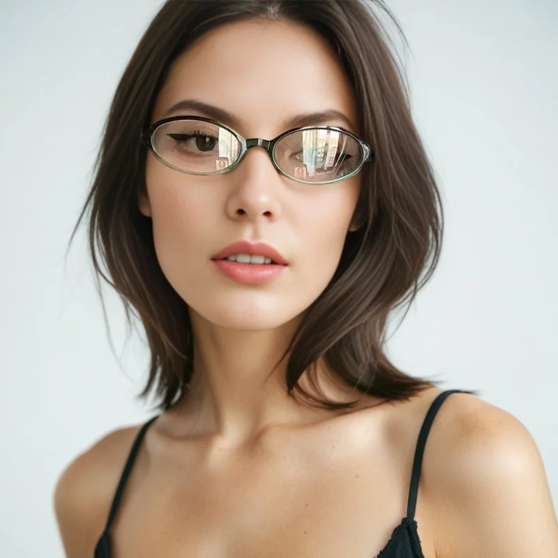Neue Ankunft Ovale Brille Frauen Männer Anime stil PC Rahmen Gläser Myopie Gläser Einfache Gläser Kurzsichtige Brillen Gläser -1,0 -2 Image