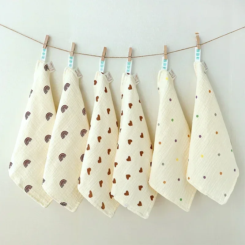 6 teile/satz Baby Handtuch Set 25X25 cm Baumwolle Musselin Quadrate Weiche Gaze Gesicht Handtuch für Neugeborene Kinder spucktuch Babys Zubehör Image