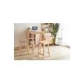 Table De Bar À Déjeuner En Bois Rustique Natural Signature Avec Support À Vin. Table Haute Pour Bar Et Tabourets. Ensemble De Table À Manger Et De Rangement