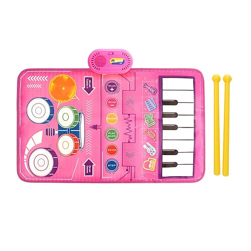 Multifarbiger interaktiver Boden Klavier Tastatur - 24 Sounds Musikalische Matte Polyester Tierdesign Teppich Decke Spielzeug Touch Weihnachtsgeschenk Image