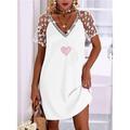 Damen Minikleid Casual kleid Etuikleid Personalisiert Stilvoll Modern Schmetterling Täglich Festtage Verabredung Lockere Passform Herz Kurzarm V Ausschnitt Weiß Rosa Sommer Herbst