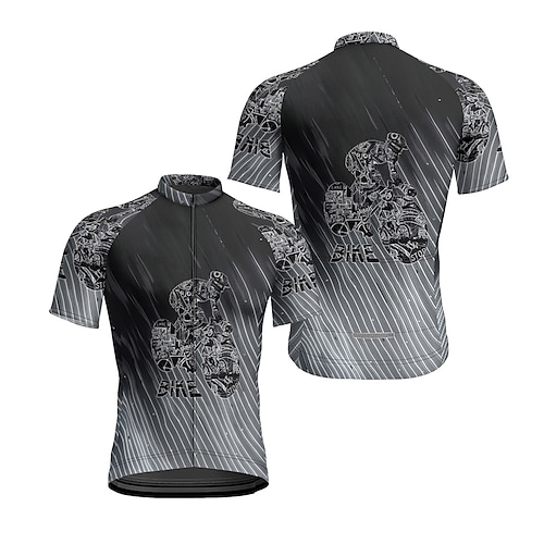 Herren Radtrikot Farbverlauf Kurzarm Fahhrad T-Shirt Trikot mit 3 Gesäßtaschen Mountainbike MTB Schnelltrocknend Anatomisches Design Feuchtigkeitsableitend Atmungsaktiv Sport Schwarz Purpur Orange Image