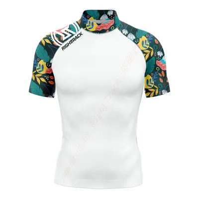 New Men's Rashguard Short Sleeve Surfing Shirts Sunscreen Lycra Fabric Surf Sweatshirt UV Protection