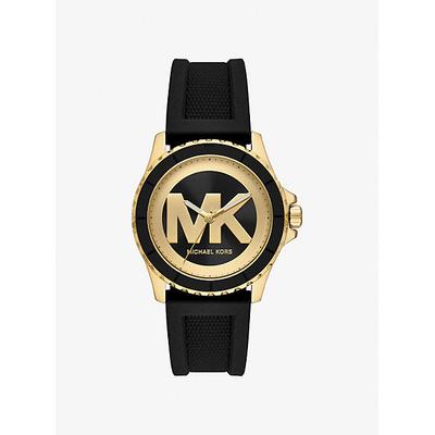 Michael Kors Oversized Everest Gold-Tone and Silicone Watch Black One Size