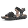 Riemchensandale GABOR, Damen, Gr. 44, schwarz, Glattleder, unifarben, casual, Schuhe, Sommerschuh, Keilsandalette, Bequemschuh mit Klettverschluss