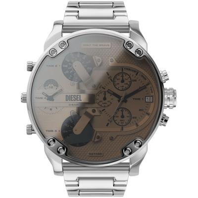 Chronograph DIESEL "MR. DADDY 2.0", silber (silberfarben), Armbanduhren, Herren, Quarzuhr, Armbanduhr, Herrenuhr, Stoppfunktion, mehrere Zeitzonen Image