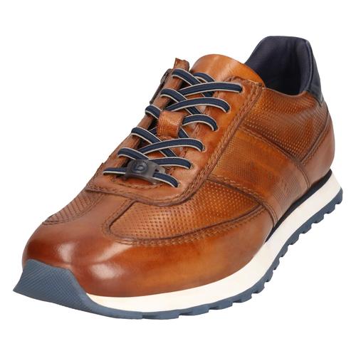 Sneaker BUGATTI, Herren, Gr. 42, braun (cognac used), Leder, used, casual, Schuhe, Freizeitschuh, Halbschuh, Schnürschuh mit Kontrastbesatz