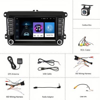 TEMU Hikity 2+64g 2 Din For Gps Navigation Car Stereo Radio 7-inch Button Touch Screen Car Radio Audio Receiver Fm Radio Video Mp5/4 Player Wifi Usb Fm Am Autoradio For +rear View Camera (optional) Image