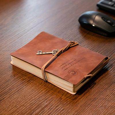 TEMU 1pc Random Color Vintage Notebook With Straps And Pendants,detachable Inside Pages. Diary Notepad Pu Leather Literature Note Book, Journal Planners School Stationery Gift Image