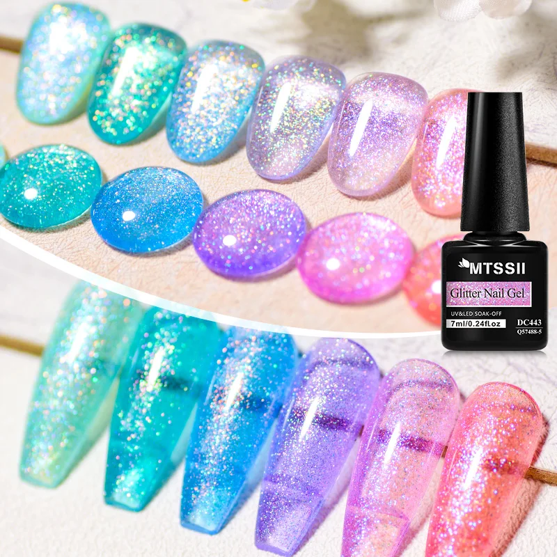 MTSSII 7 ml Glitter Candy Farbe Pulver Gel Nagellack Frühling Rosa Grün Blau Einfache Frische Soak Off Nail art Gel Lack Nägel