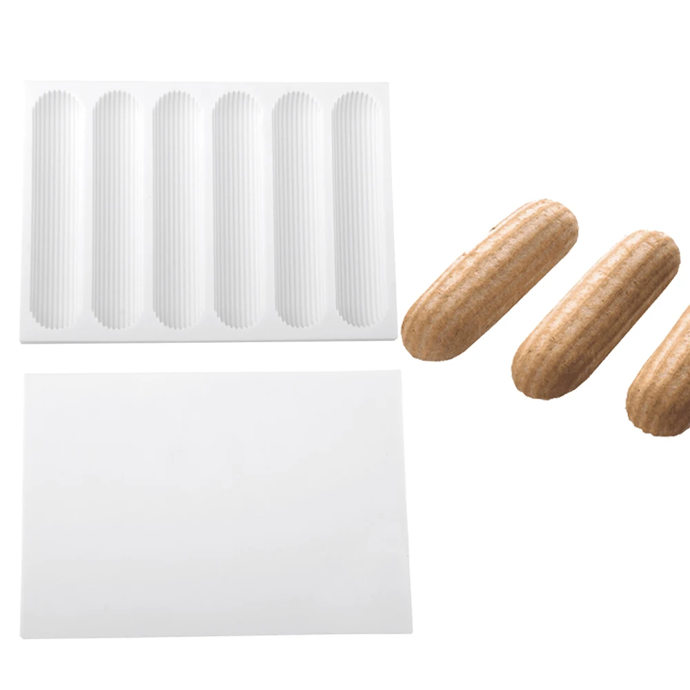 6-Hohlraum-Erle-Puff-Silikonform, langer Streifen, Puffform, Dessert-Backform, Gebäckform, Küche, Silikon-Backgeschirr, langer Streifen Image