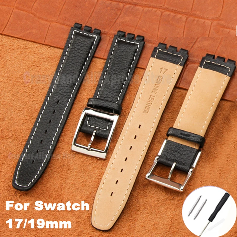 17/19 mm echtes Rindsleder für Swatch-Armband, Business-Sport-Ersatzarmband für traditionelles Uhrenzubehör Image