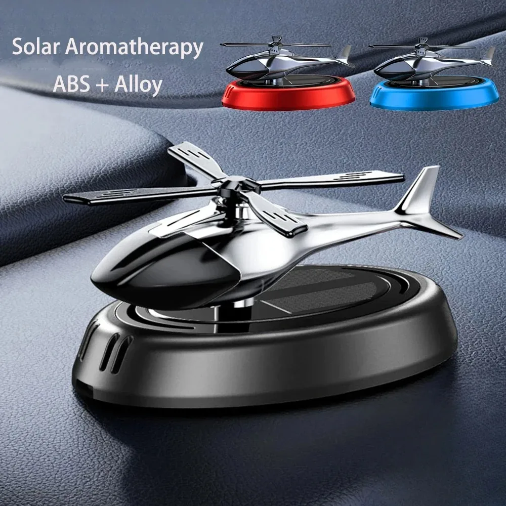 Solarbetriebener Rotationshubschrauber, Solar-Aromatherapie, Auto-Lufterfrischer, Legierung mit ABS-Holzduft, automatischer Aromadiffusor Image