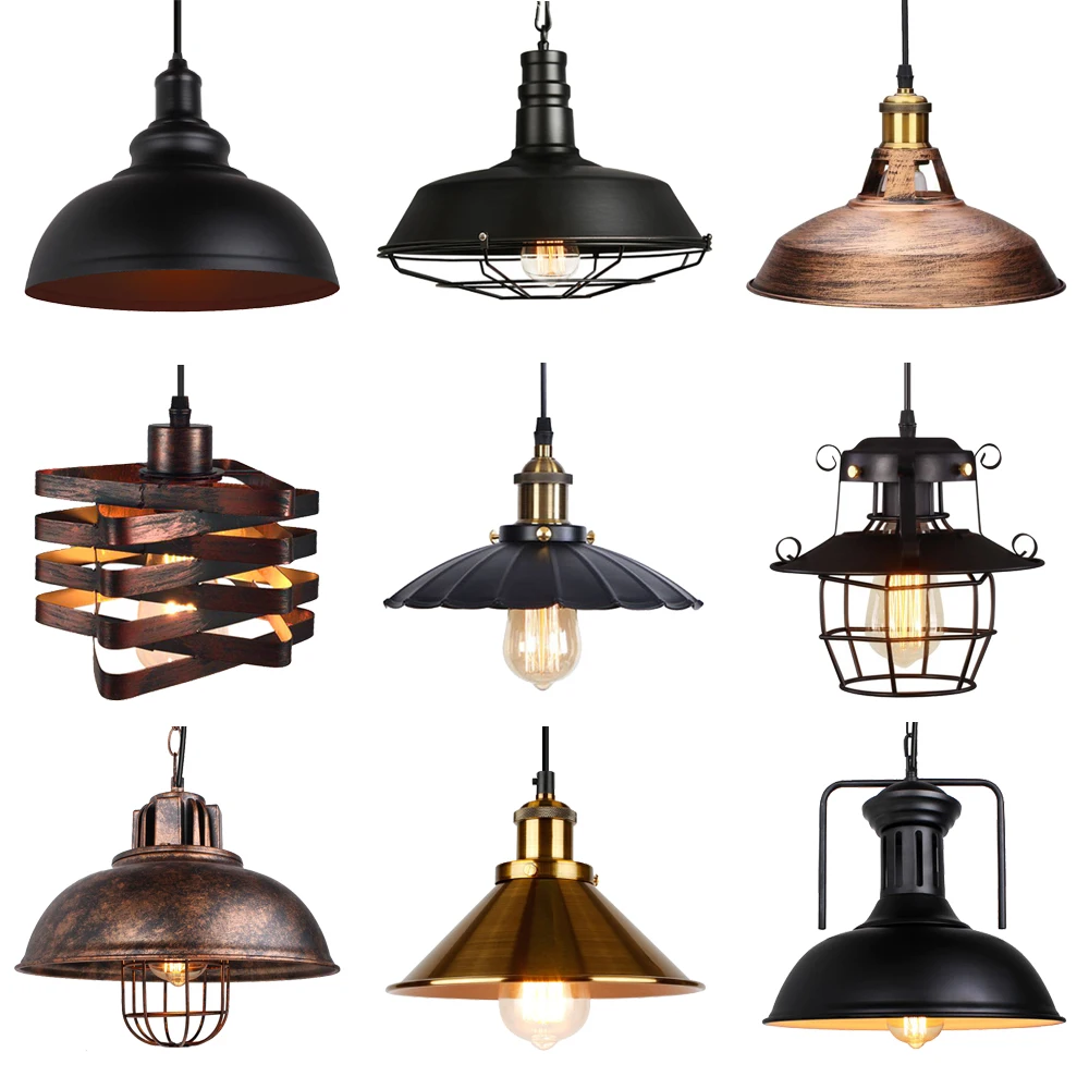 Vintage Loft Pendel leuchten nordische Retro Industrie licht Hängelampe Beleuchtung Home Wohnzimmer Küche Dekoration Lampen schirm