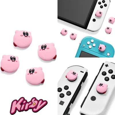 4-teiliges Set Kirby Cartoon Thumb-Stick-Griffe für Nintendo Switch Ns Oled Lite Joystick Controller Image
