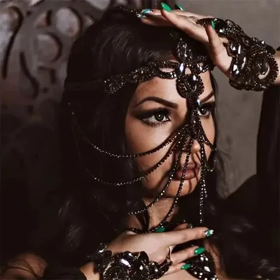 Mode schwarz geschichtete Maske volles Gesicht für Frauen sexy Schmuck Kostüm Haar Karneval Club Image
