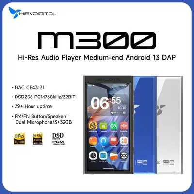 Hiby digital m300 android 13 musik player mp3 hifi audio bluetooth wifi usb dac dsd fm radio dual Image
