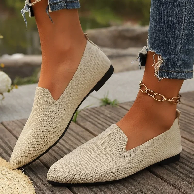 Neue Frauen Mesh Ballett Flache Schuhe Frau Mesh Atmungsaktive Casual Schuhe Weibliche Karree Slip-on Wanderschuhe Müßiggänger plus Größe 43