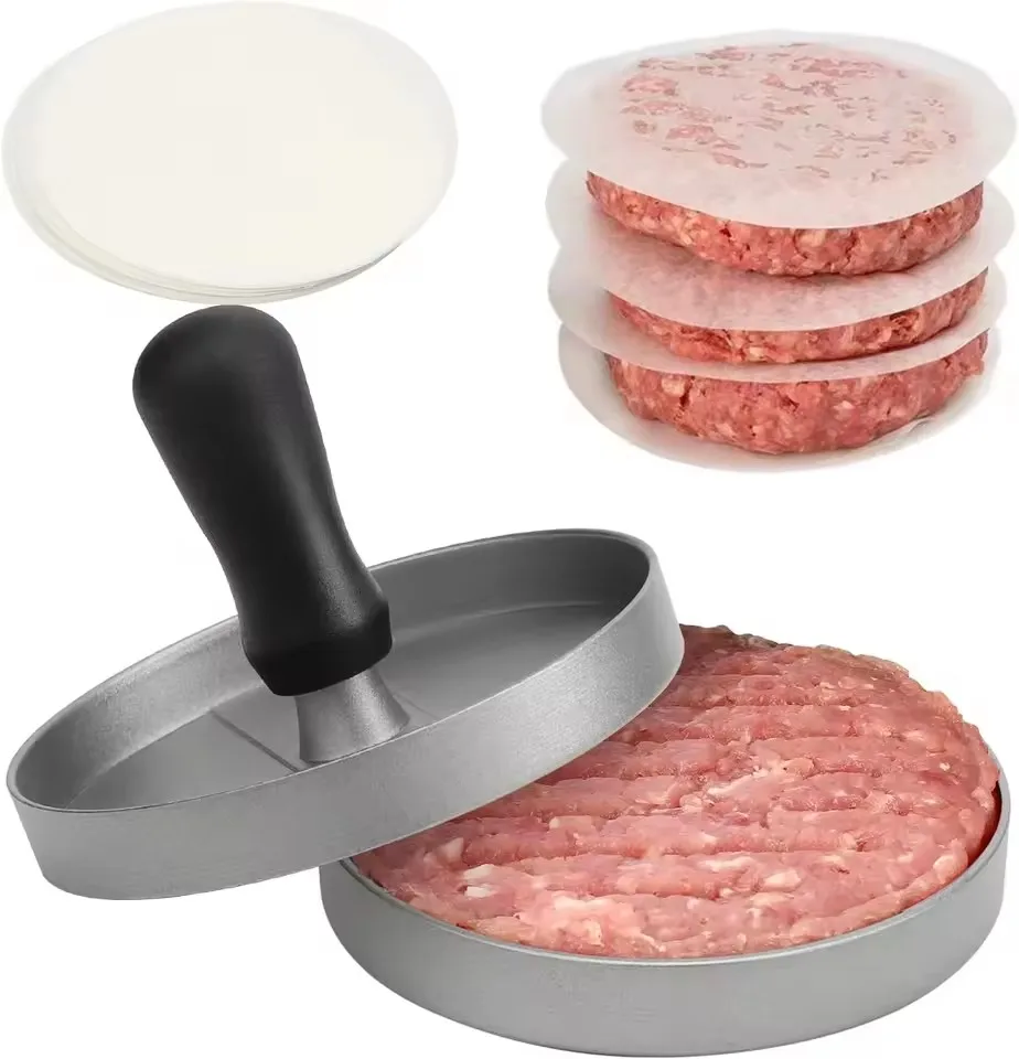 Hochwertige runde Hamburgerform aus Aluminiumlegierung, Hamburger-Fleisch, Rindfleisch, Grill, Burger, Fleischpresse, Küche, Lebensmittelform Image