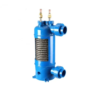 MHTA-1.5 Screw Titanium Tube Pvc Shell Heat Exchanger for Swimming Pool Heat Pump, Aquarium Chiller