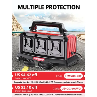 Super Battery Charger Compatible Milwaukee M18 Battery 4/6-Ports Simultaneous Rapid Charger Station Alternative Milwaukee Tools